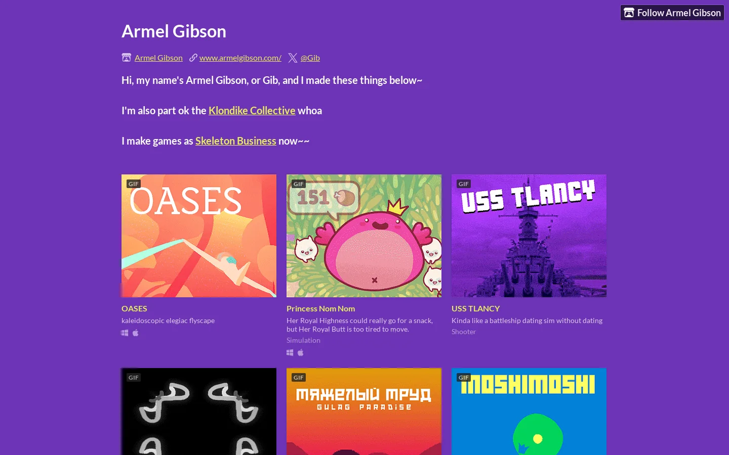 Armel Gibson Homepage screenshot
