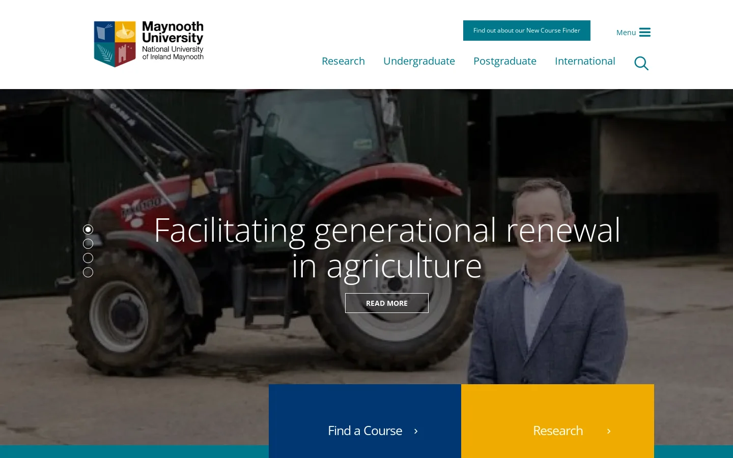 Maynooth University Homepage screenshot