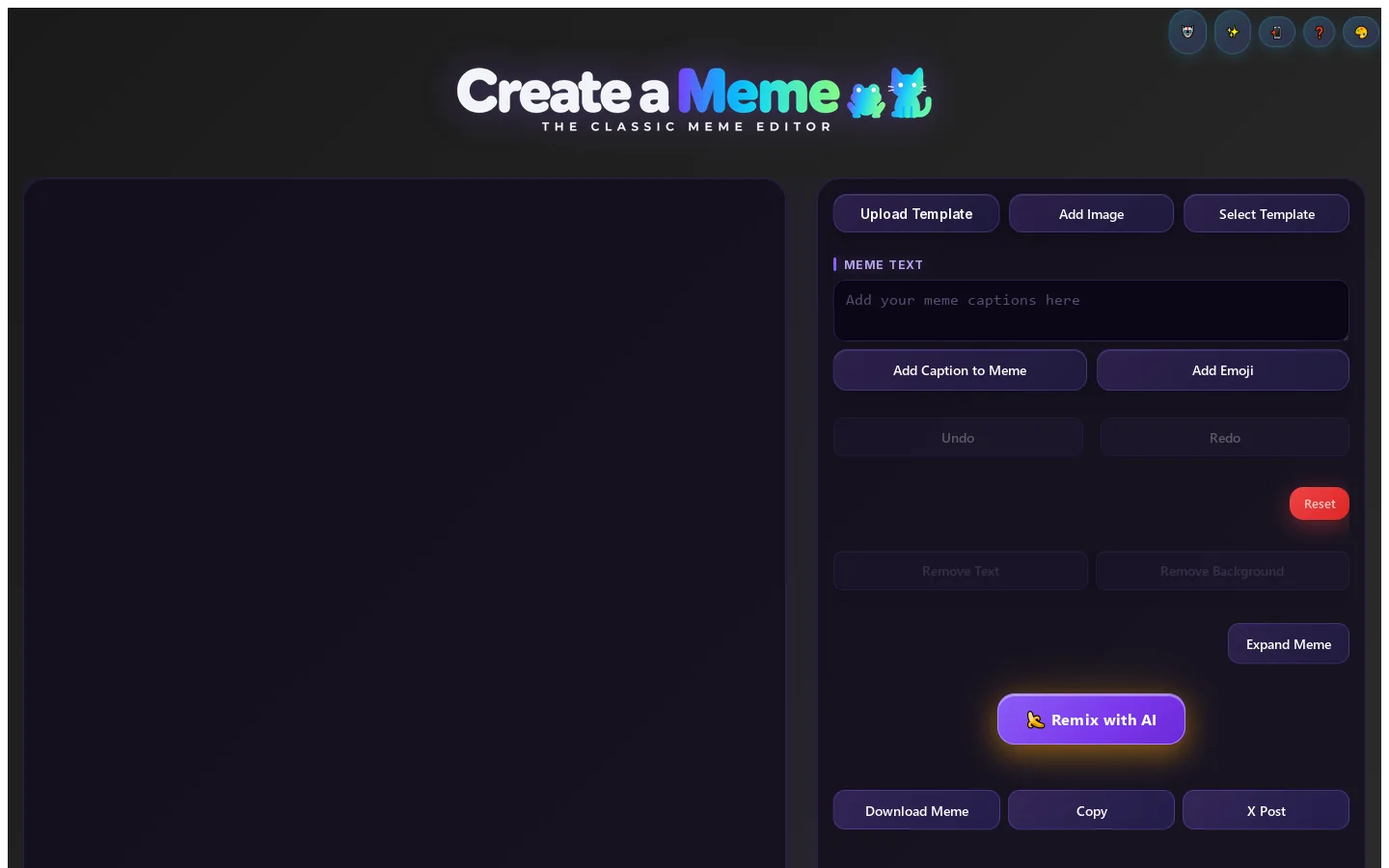 Create a Meme Classic Homepage screenshot