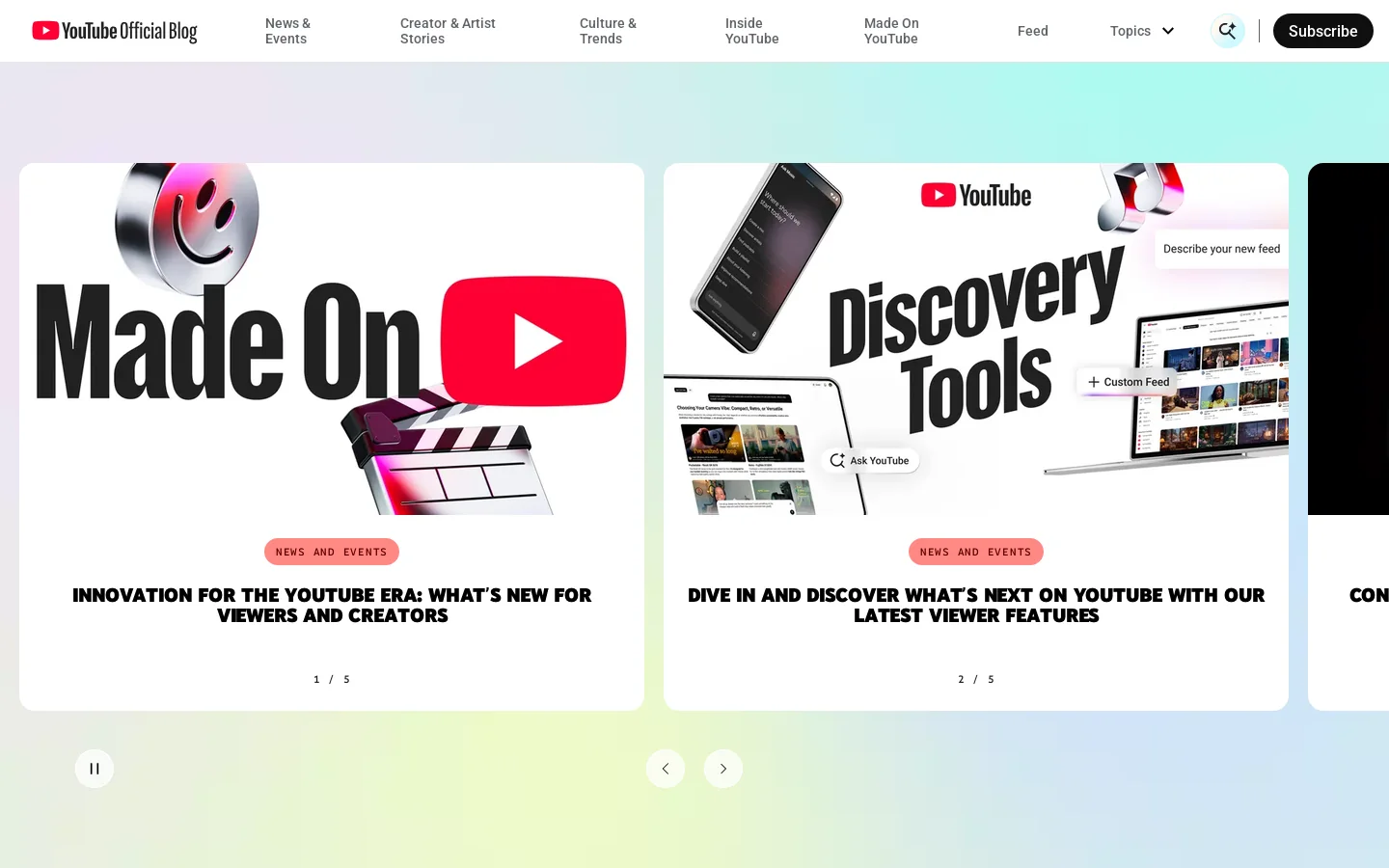 Official YouTube Blog for Latest YouTube News & Insights Homepage screenshot