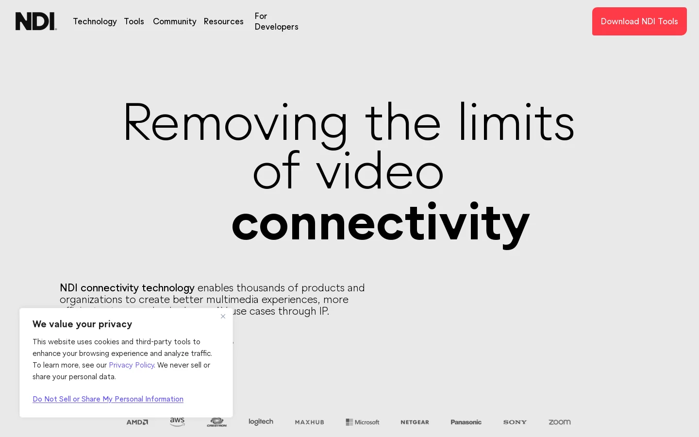 NDI Homepage screenshot
