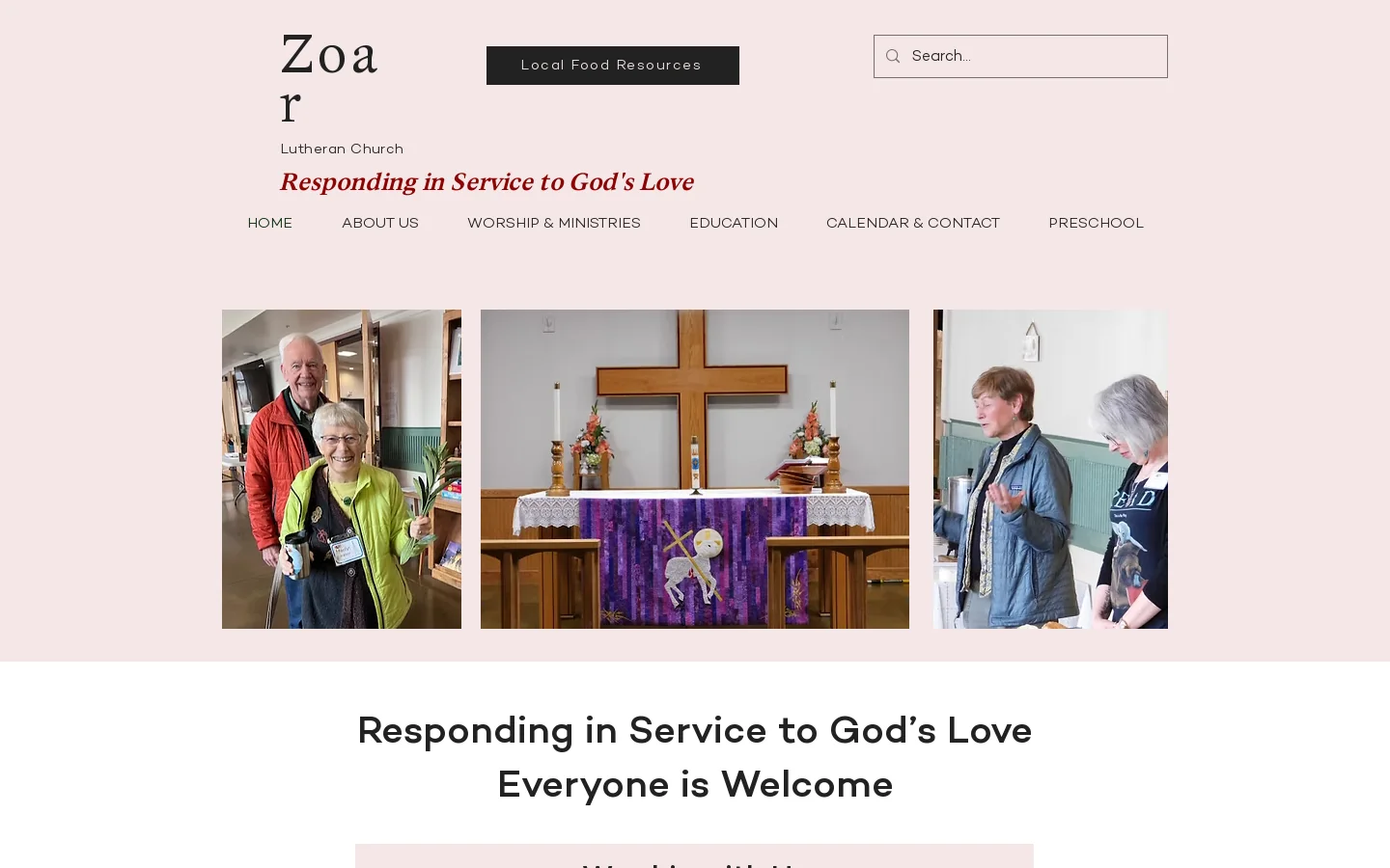 Zoar Lutheran Church and Preschool Homepage screenshot