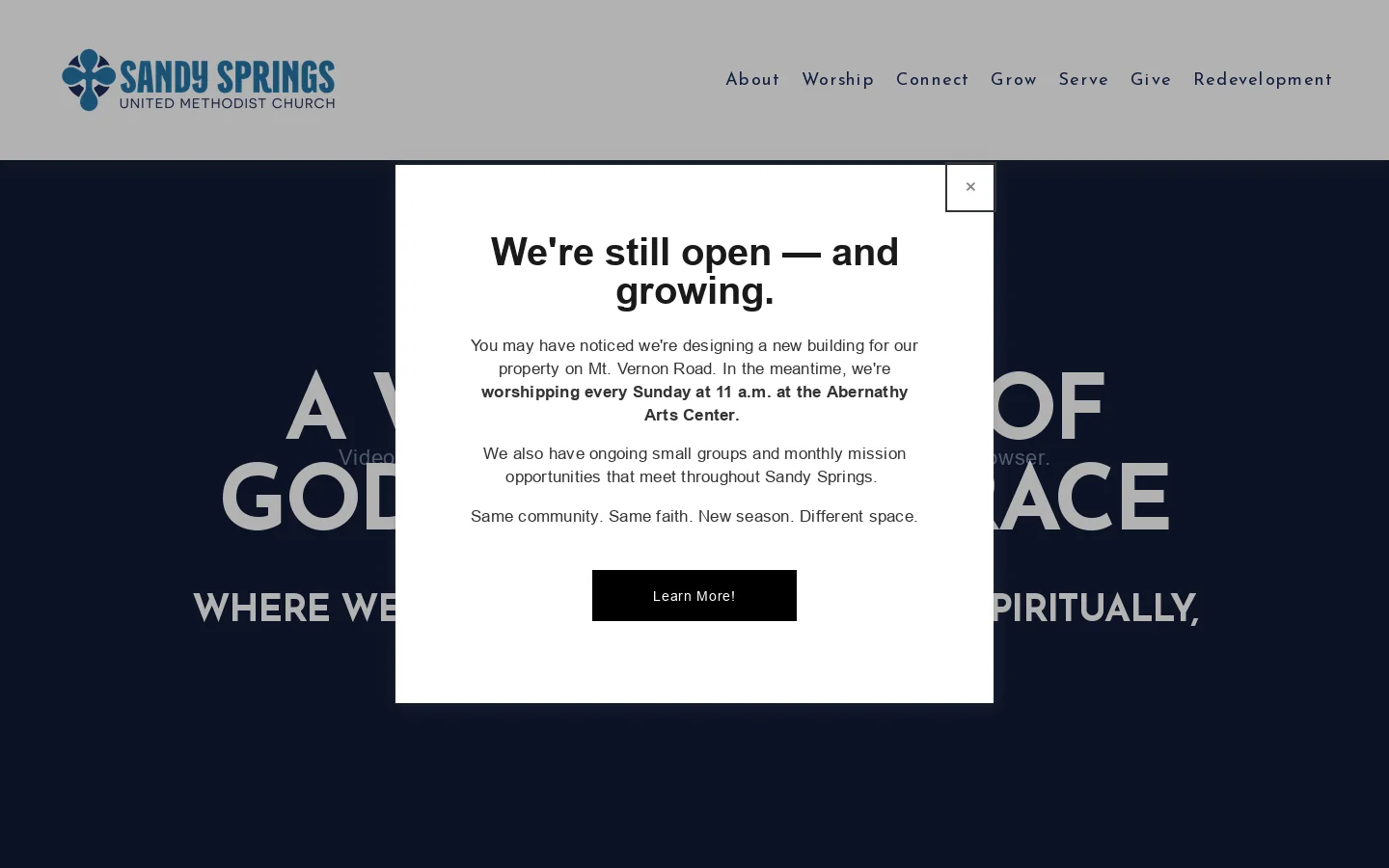 Sandy Springs United Methodist Church Homepage screenshot