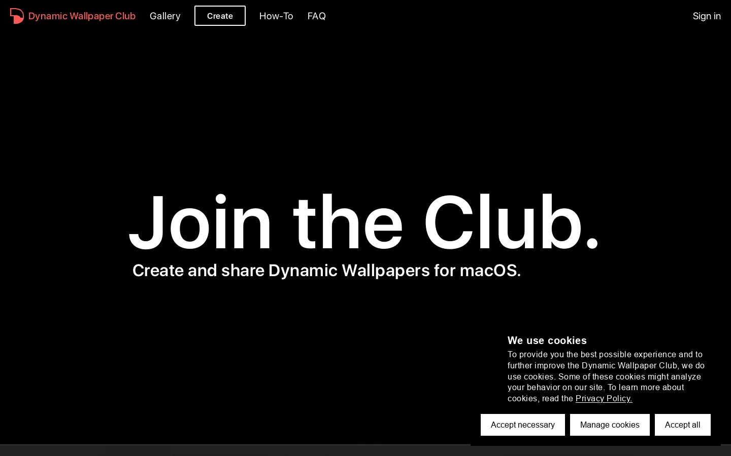Dynamic Wallpaper Club Homepage screenshot