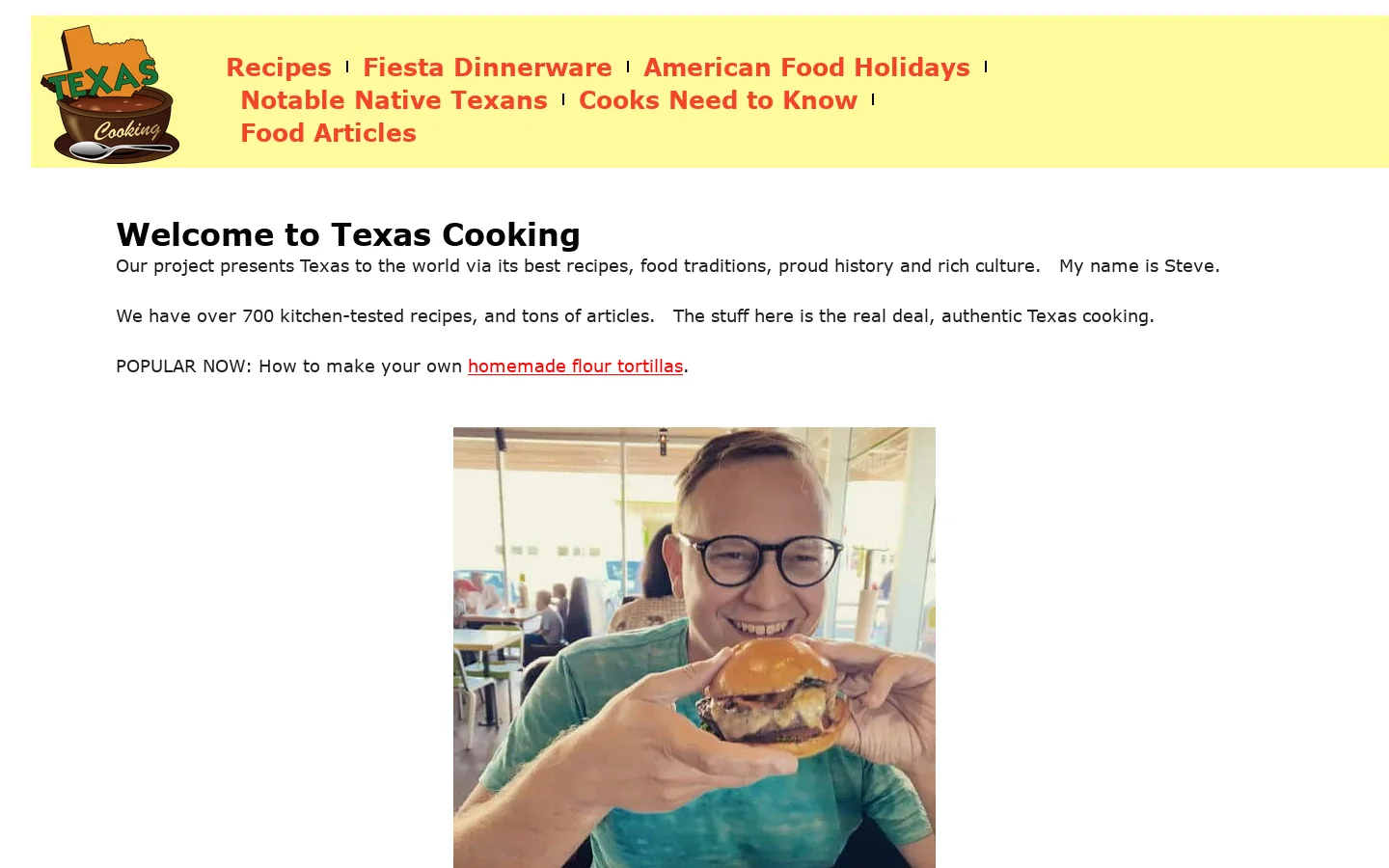 Texas Cooking Homepage screenshot