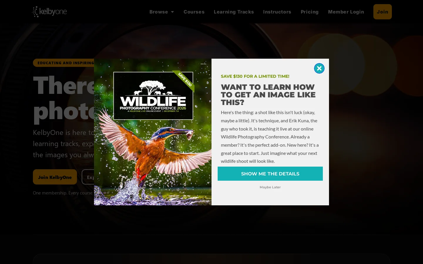 KelbyOne Homepage screenshot