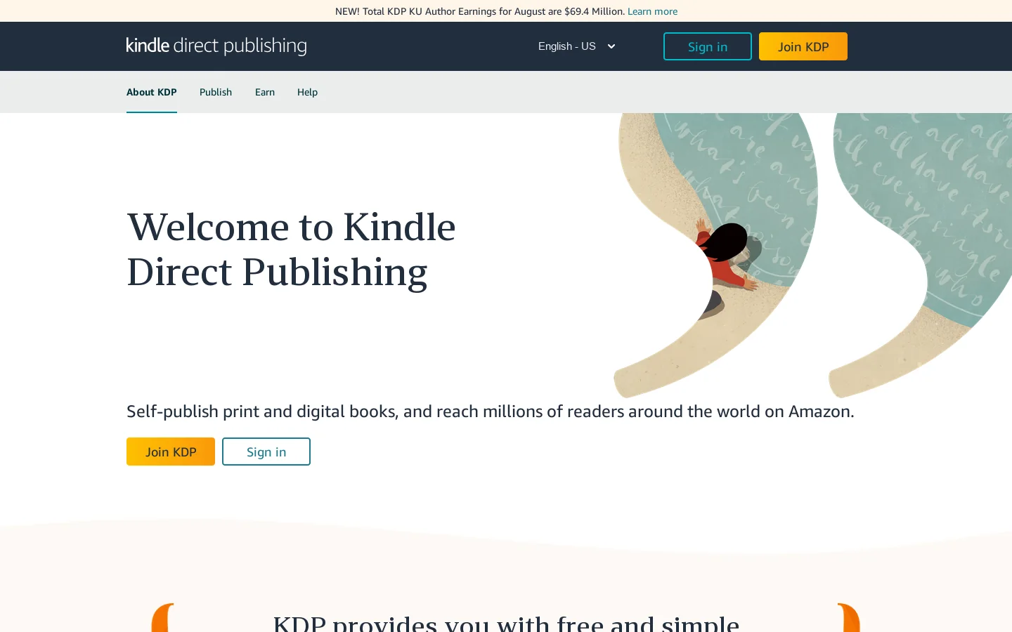 Self Publishing | Amazon Kindle Direct Publishing Homepage screenshot