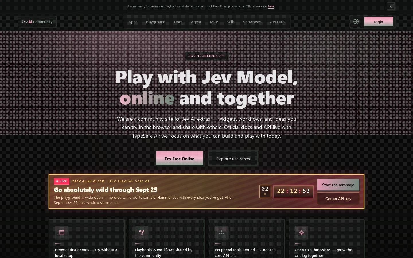Jev AI Community Homepage screenshot