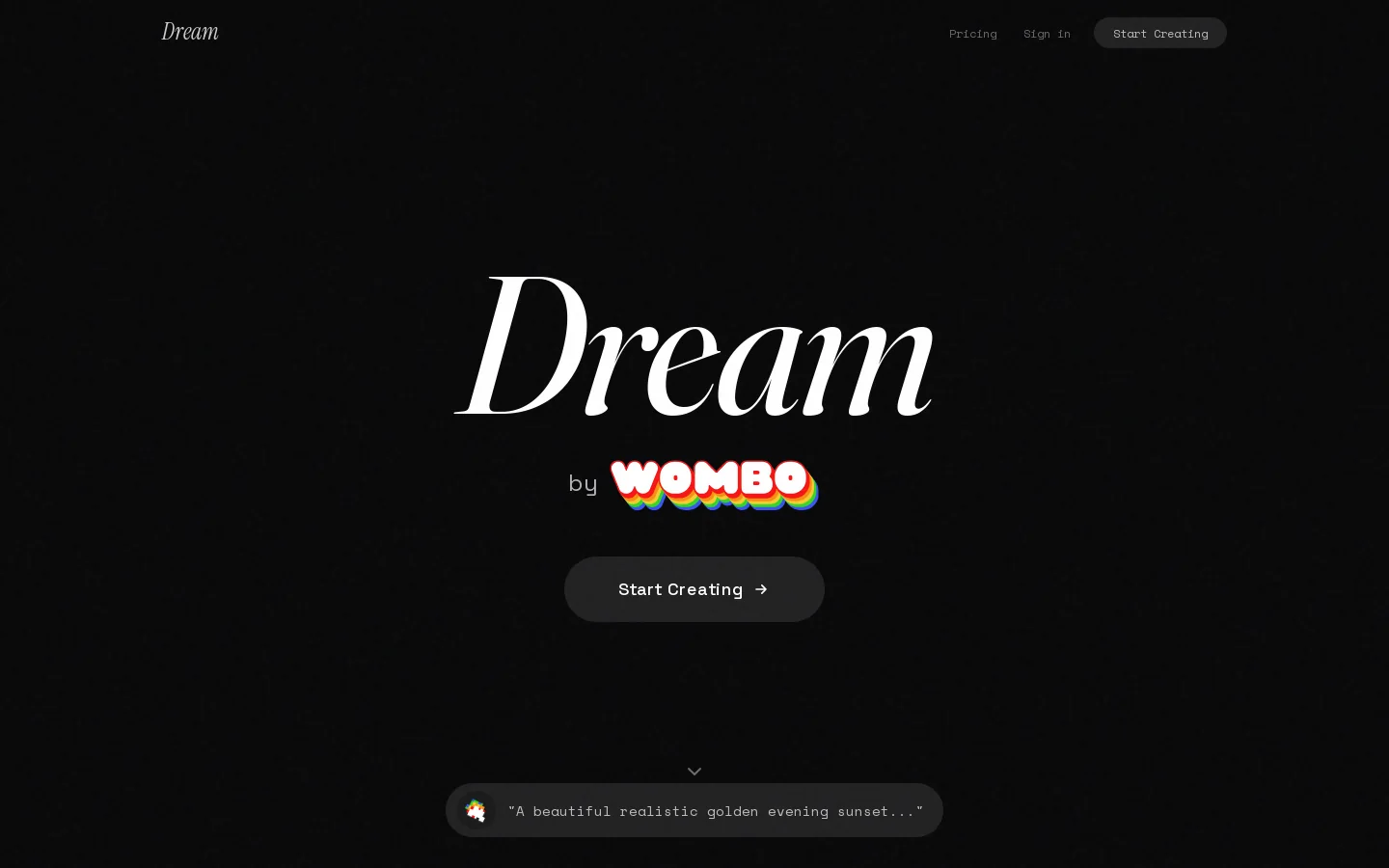 Dream by WOMBO Homepage screenshot