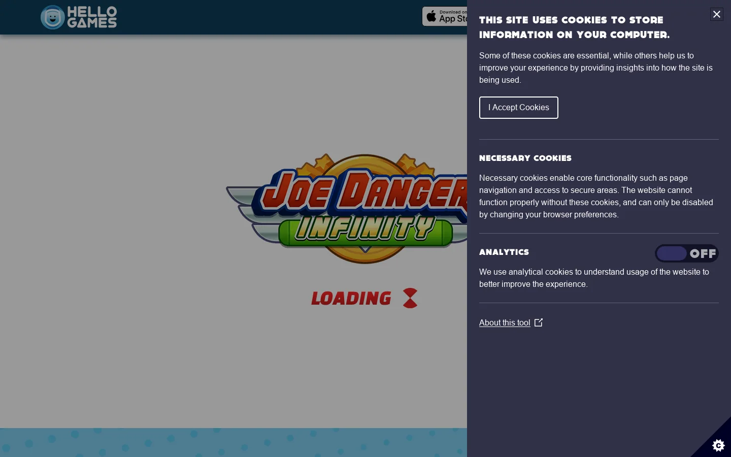 Homepage - Joe Danger Homepage screenshot
