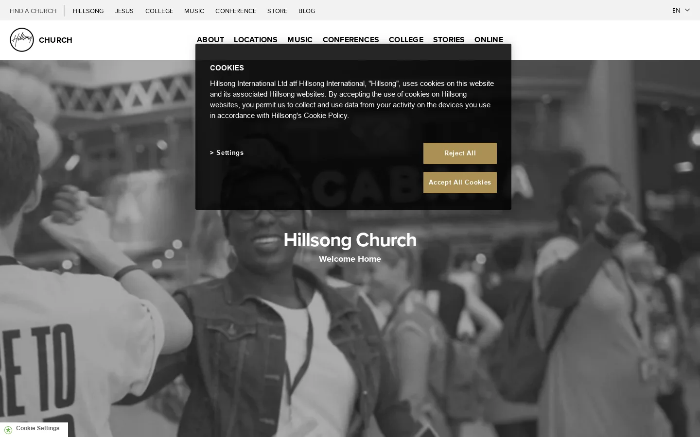 Hillsong Church Homepage screenshot
