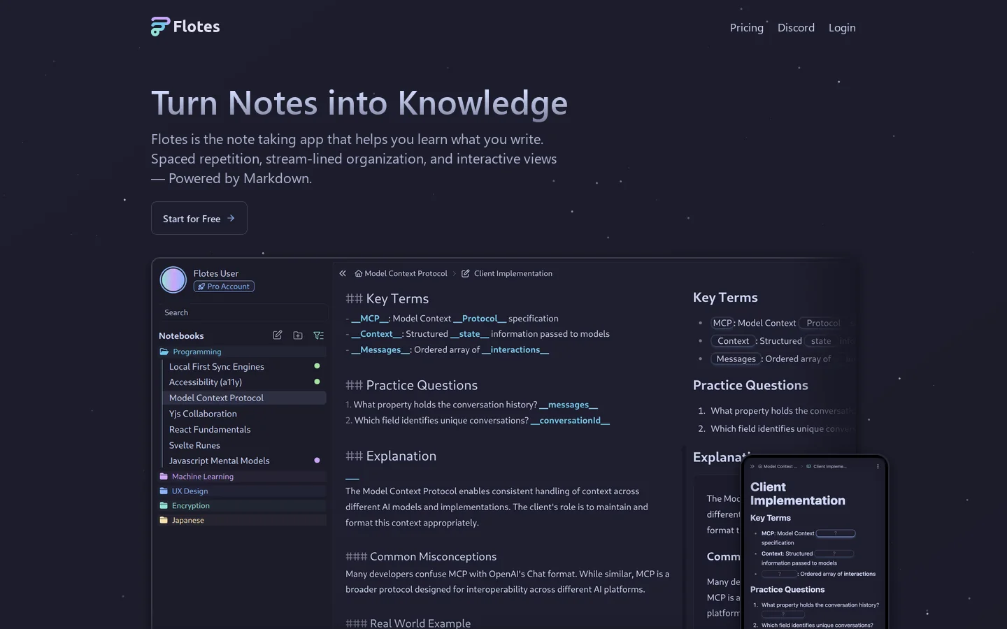Flotes Homepage screenshot