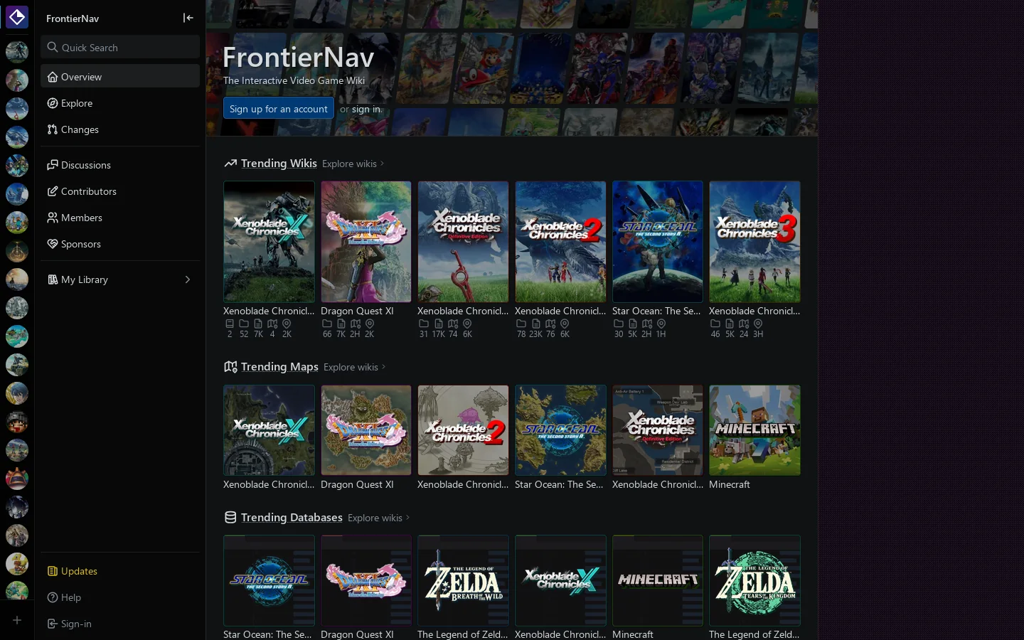 FrontierNav Homepage screenshot