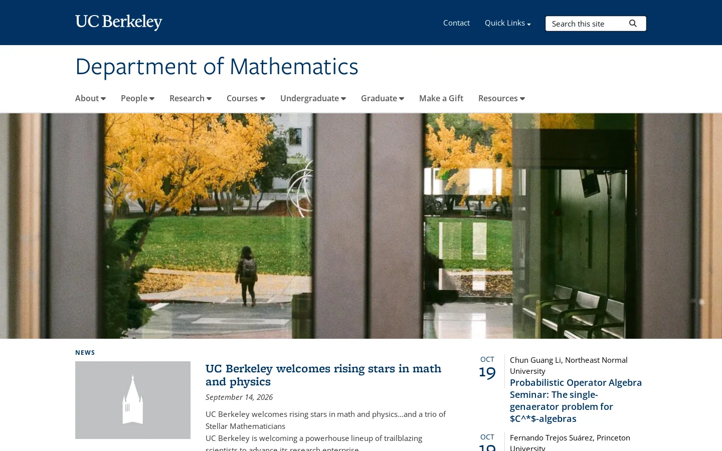 Home | Department of Mathematics Homepage screenshot