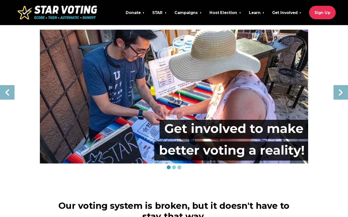 STAR Voting Homepage screenshot