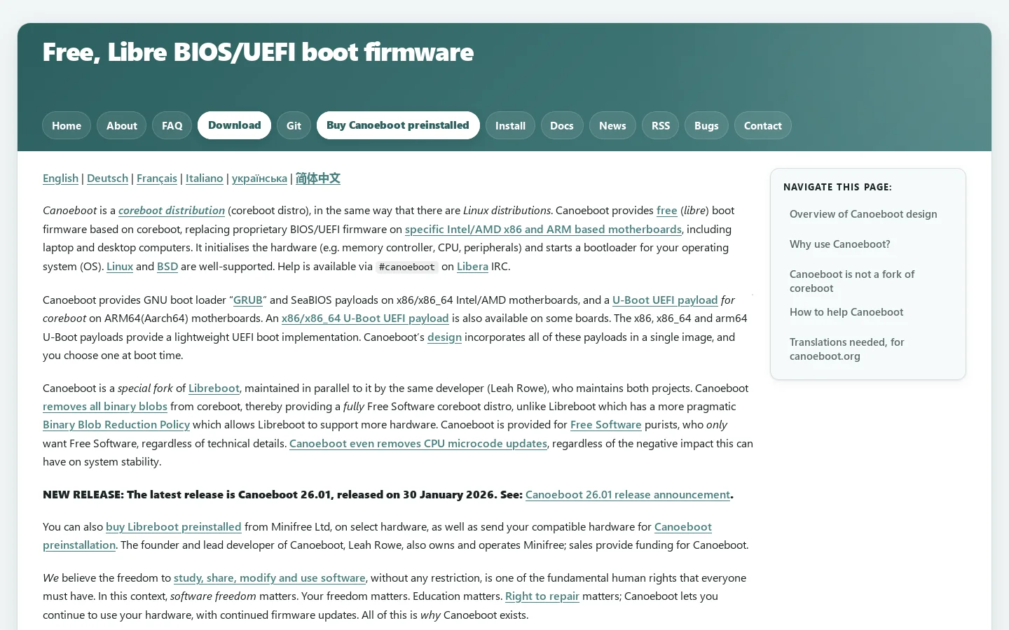 Canoeboot Homepage screenshot