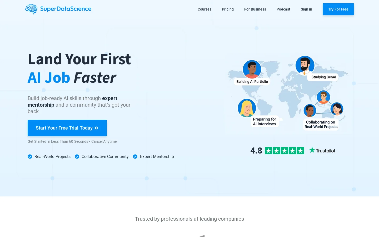 SuperDataScience Homepage screenshot
