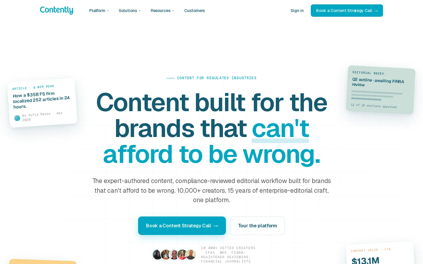 Contently Homepage screenshot