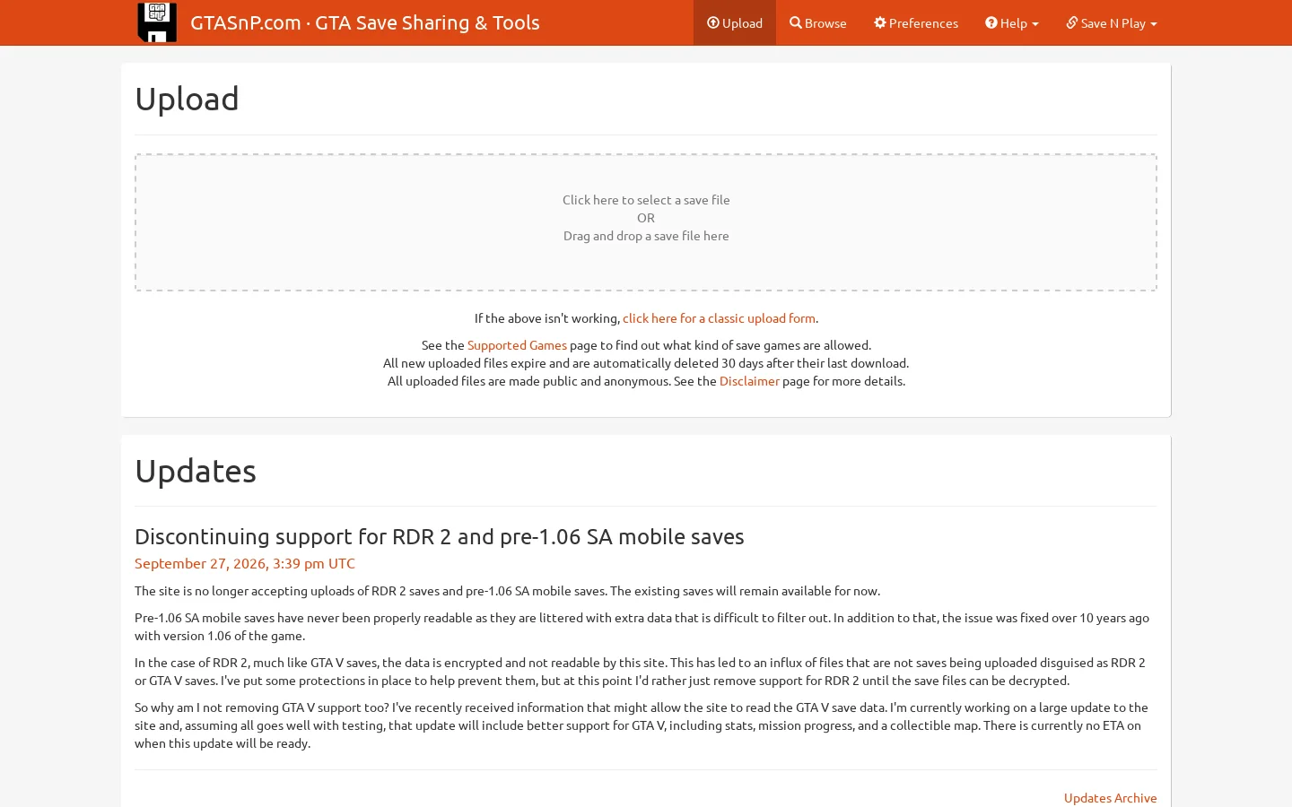 GTASnP.com Homepage screenshot