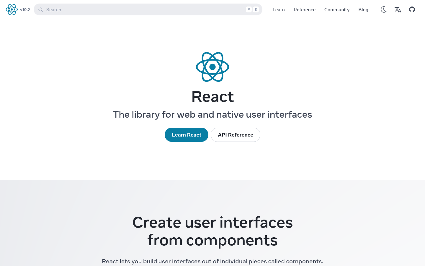 React Homepage screenshot