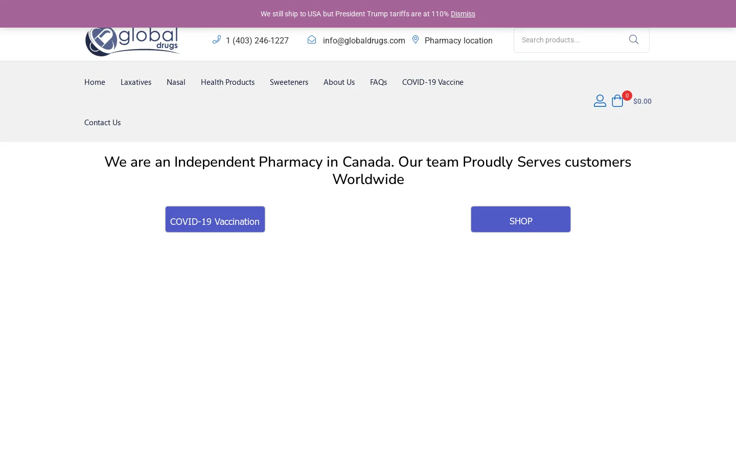 Global Drugs Homepage screenshot