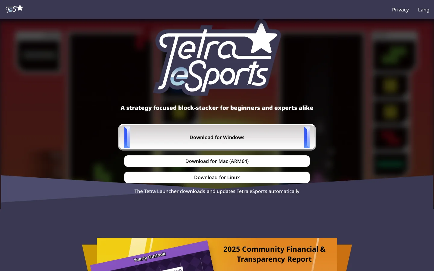 Tetra eSports Homepage screenshot