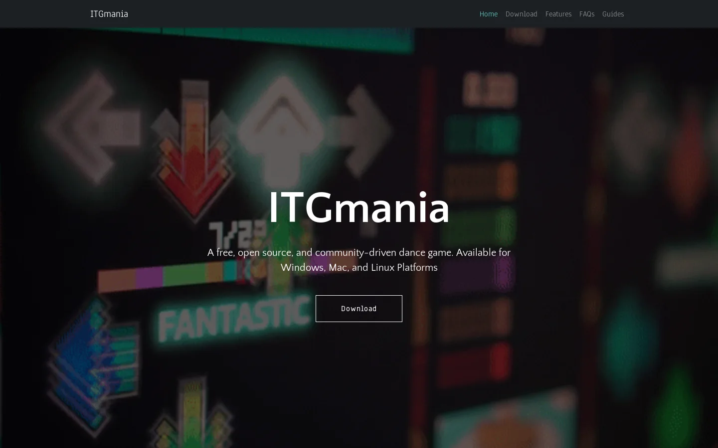 ITGmania Homepage screenshot