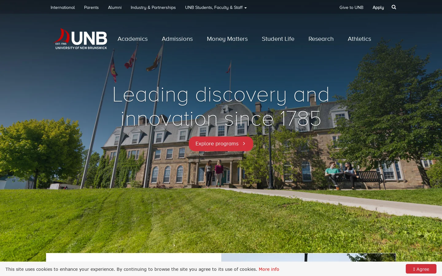 UNB Homepage screenshot