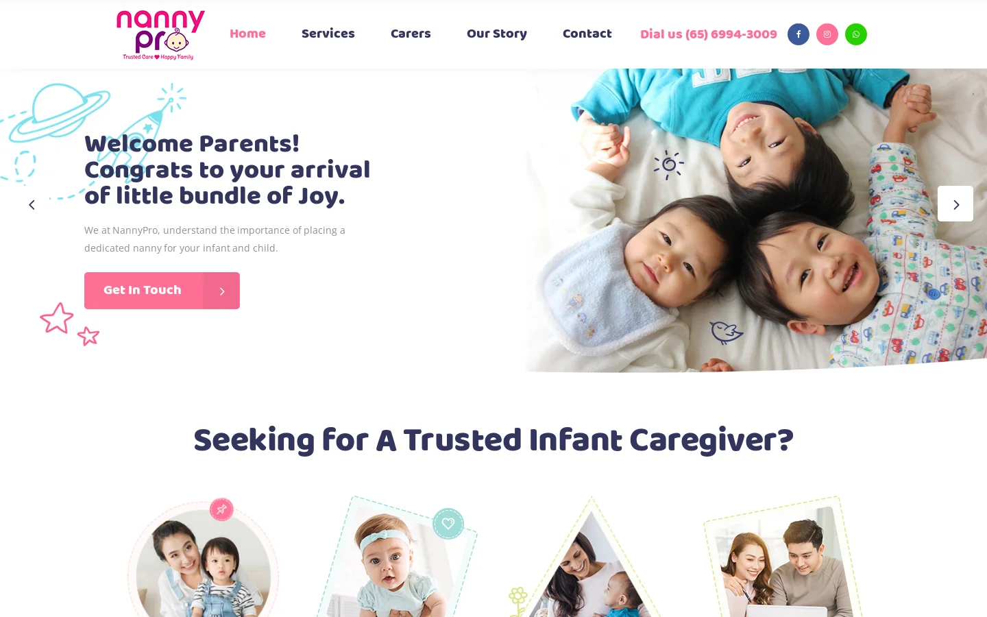 NannyPro Homepage screenshot