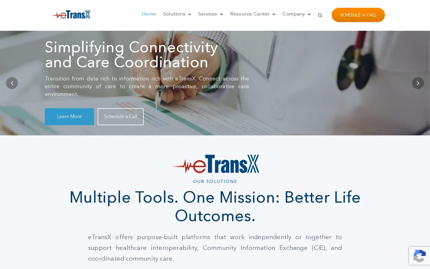 eTransX Homepage screenshot