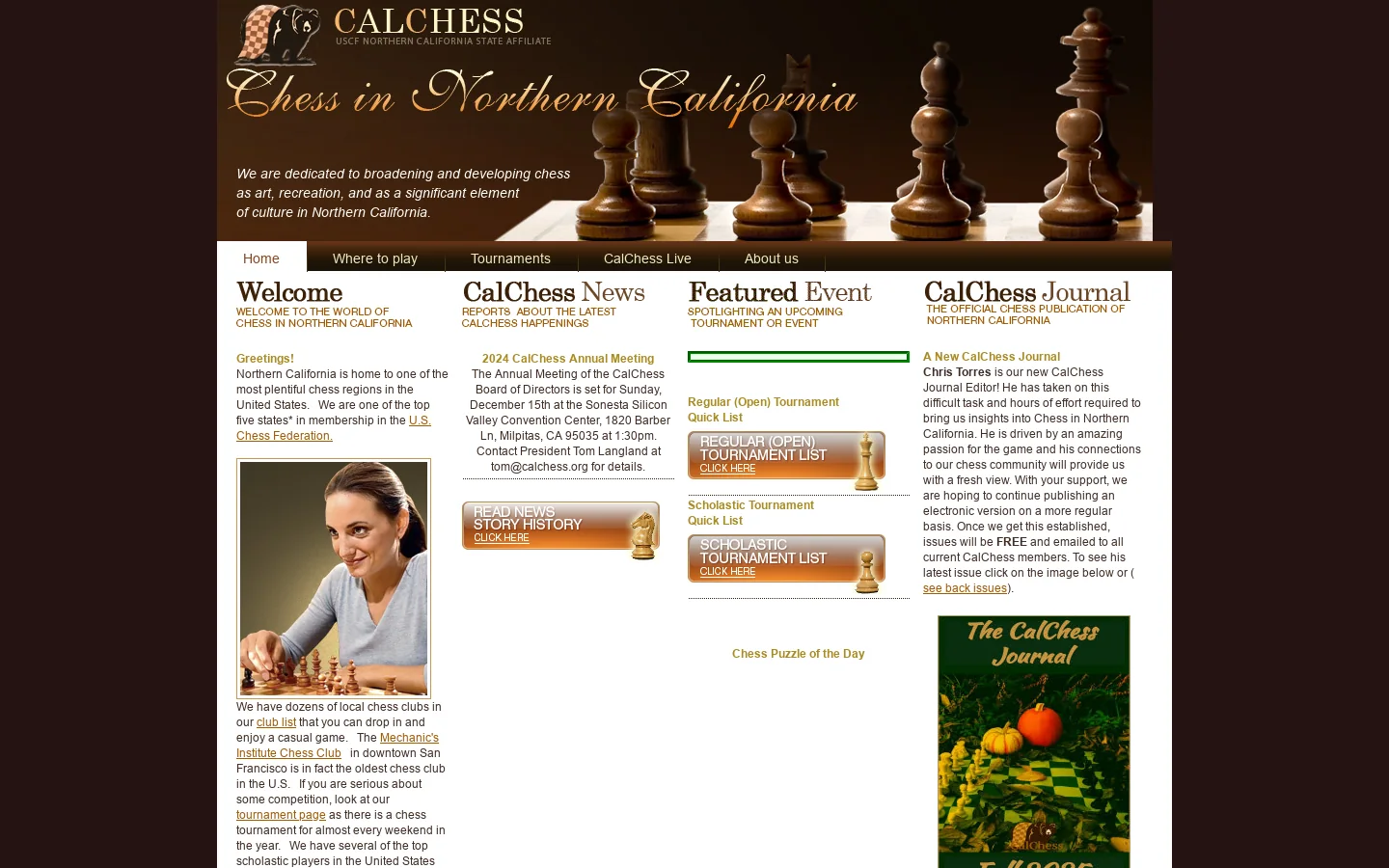 calchess.org Homepage screenshot