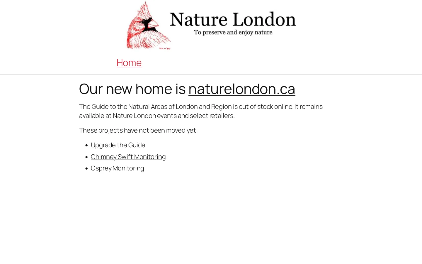 Nature London Homepage screenshot