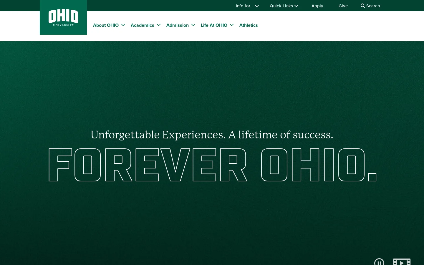 Ohio University Homepage screenshot
