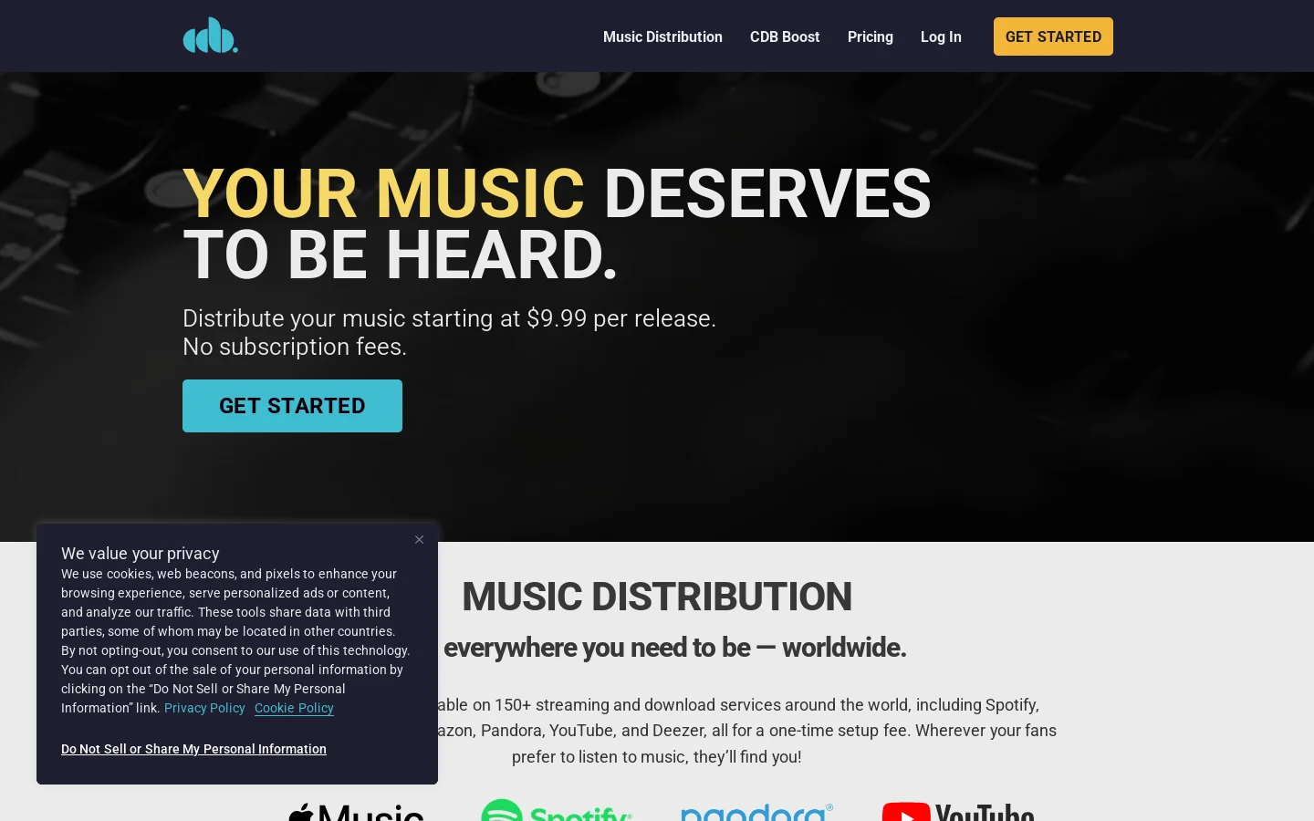 CD Baby Homepage screenshot