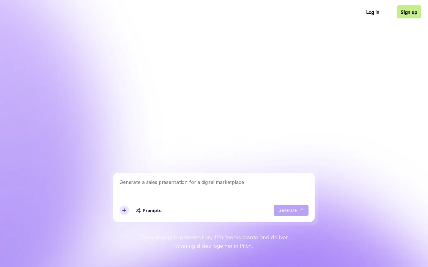 The AI presentation workspace Homepage screenshot