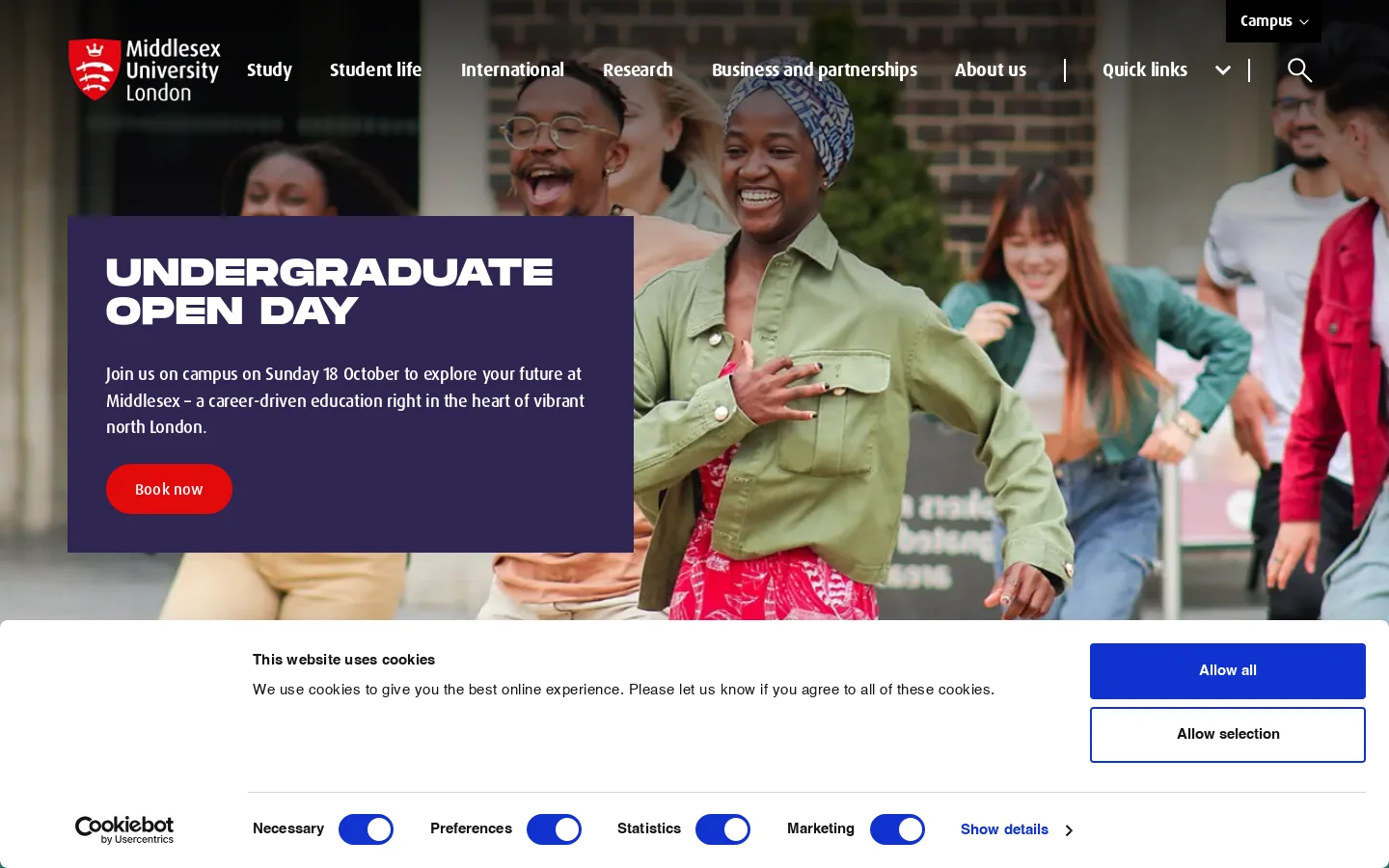 Home | Your North London University | Middlesex University Homepage screenshot