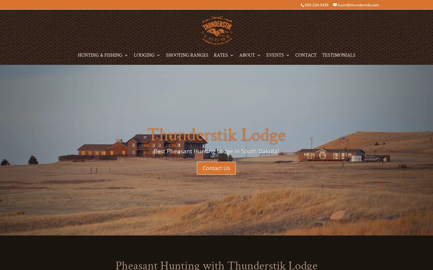 Thunderstik Lodge Homepage screenshot