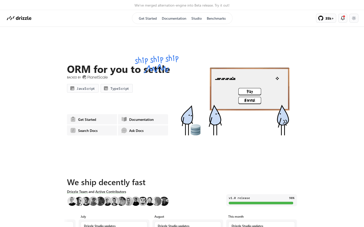 Drizzle ORM - next gen TypeScript ORM. Homepage screenshot
