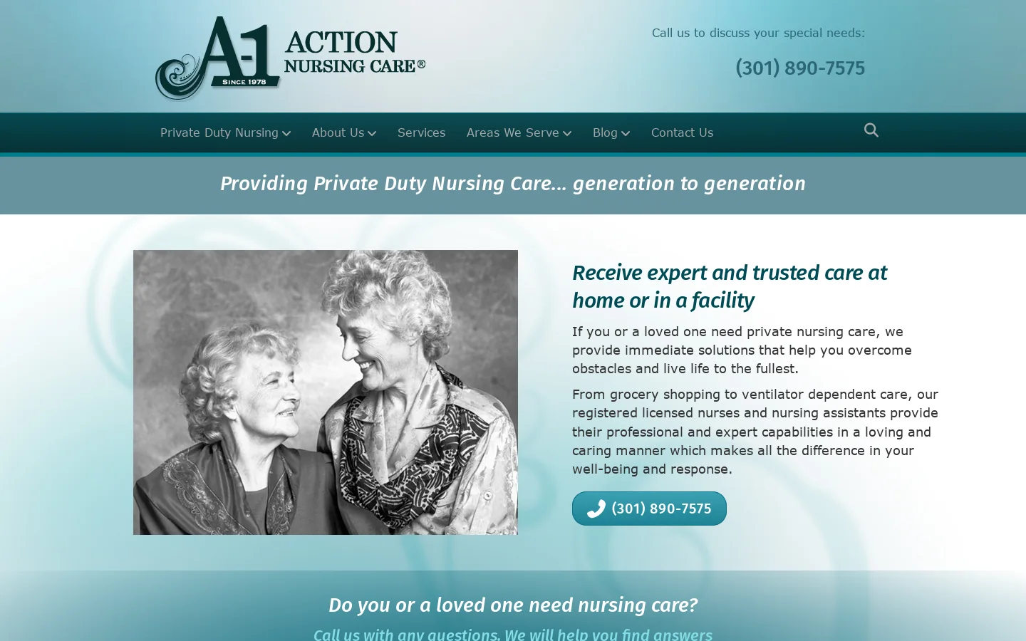Home Health Care Nursing Company Services Maryland Homepage screenshot
