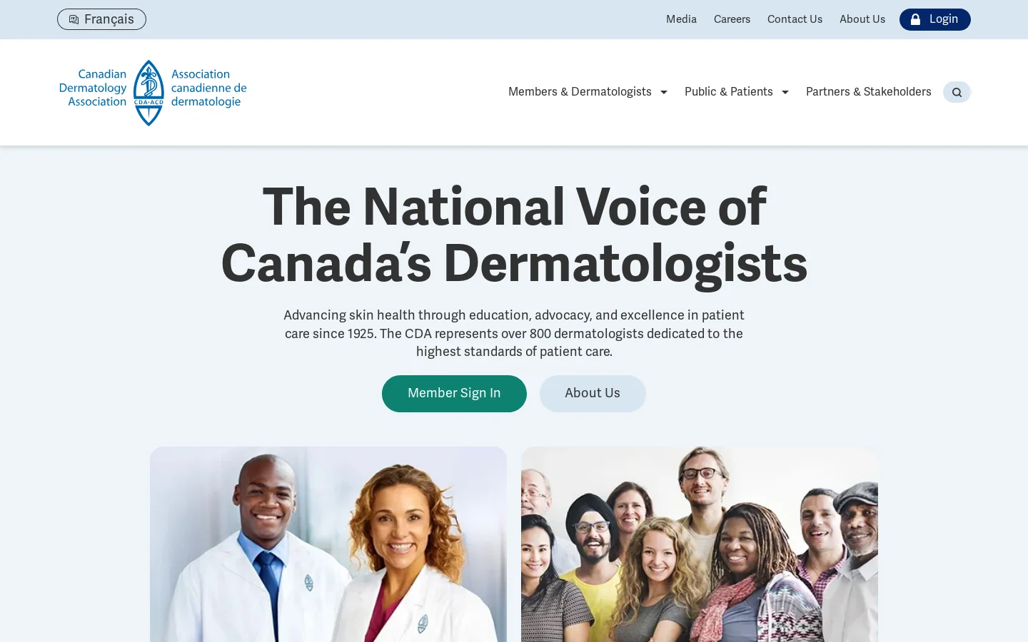 Home - Canadian Dermatology Association Homepage screenshot