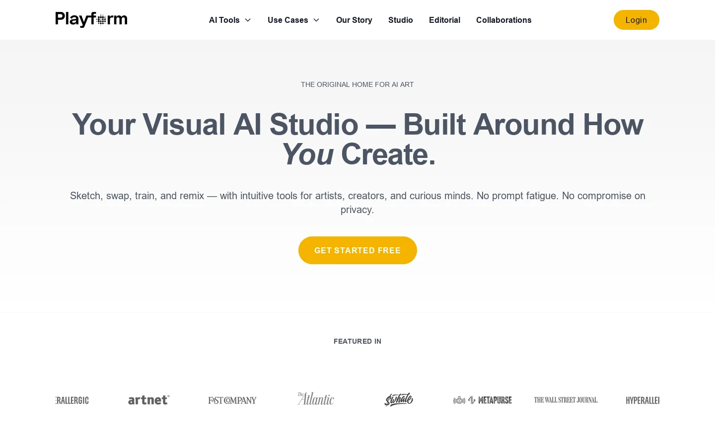 Playform Homepage screenshot