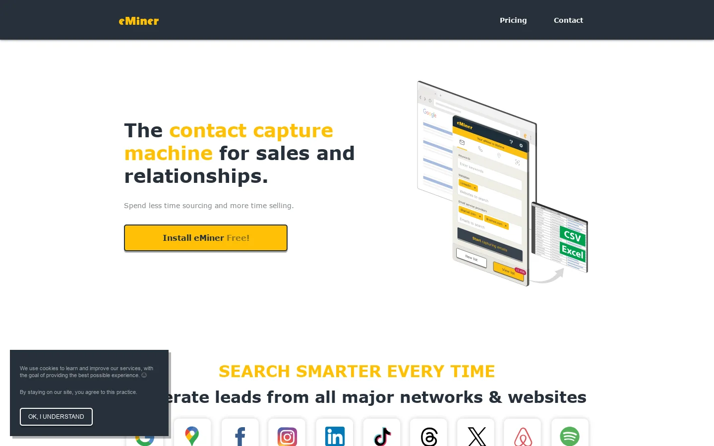 eMiner Homepage screenshot