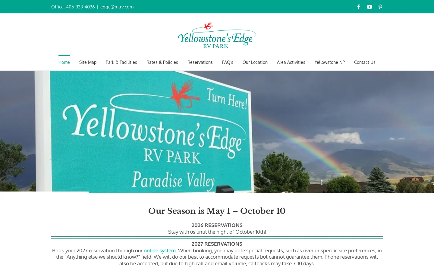 Yellowstone Edge RV Park – Paradise Valley, MT – – Montana's Premier RV Park Homepage screenshot