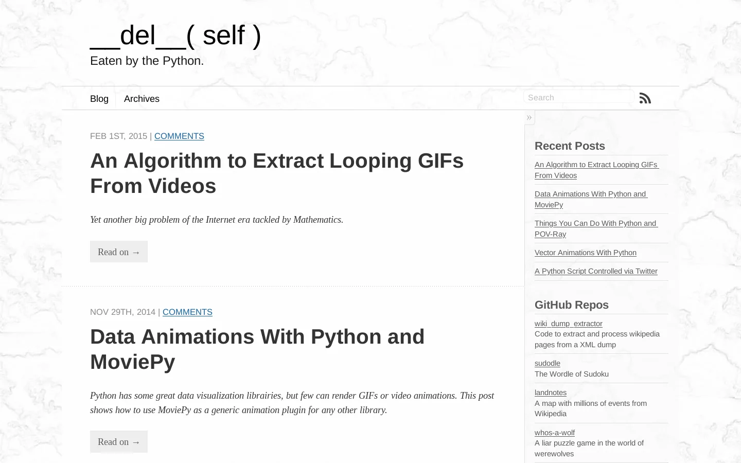 __del__( self ) Homepage screenshot