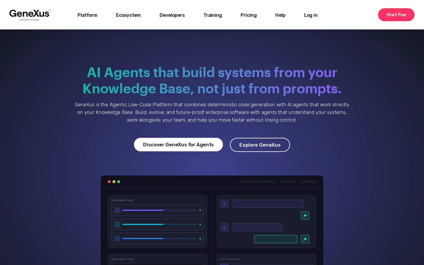 GeneXus Homepage screenshot