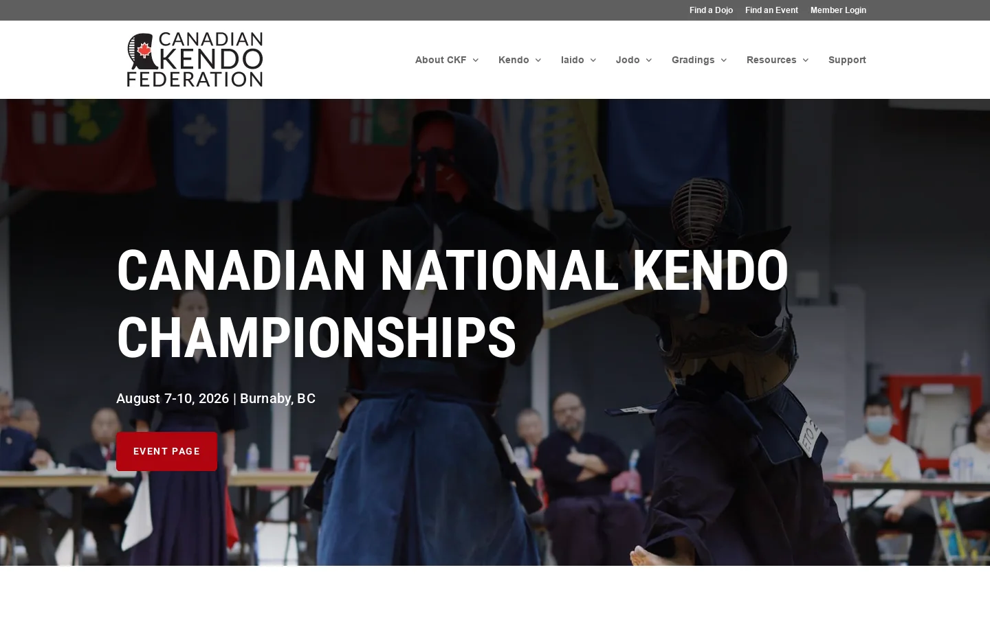 Kendo Canada Homepage screenshot