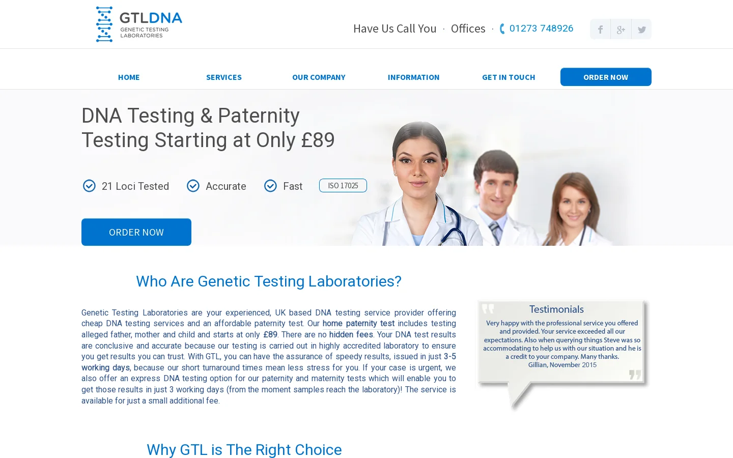 DNA Paternity Testing and other DNA Tests Homepage screenshot