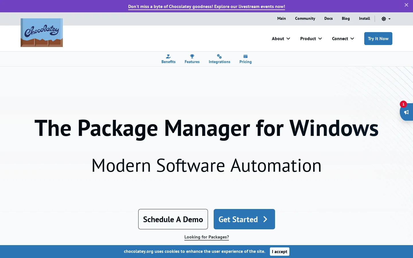 Chocolatey Homepage screenshot