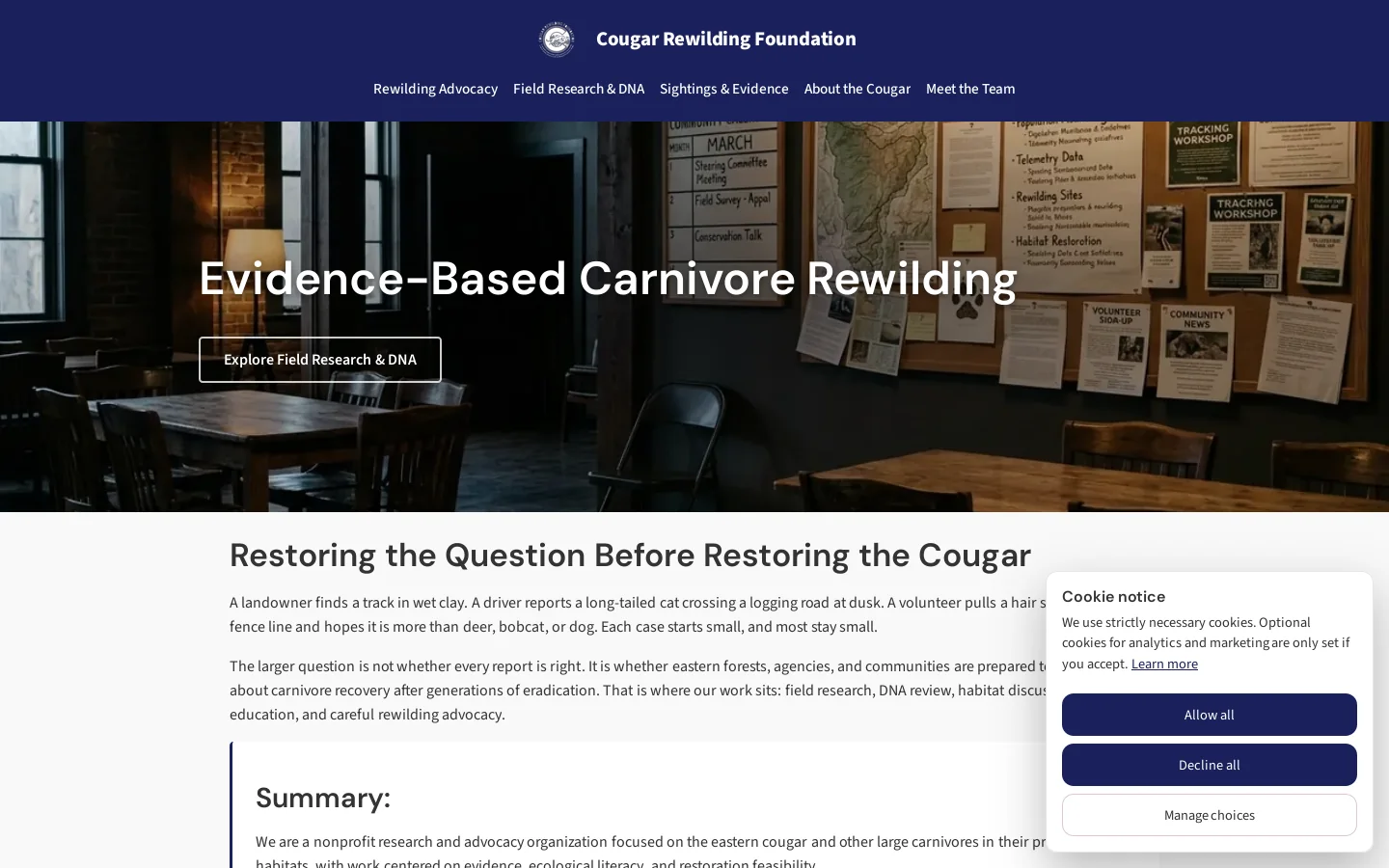 Conservation & Rewilding Research Homepage screenshot