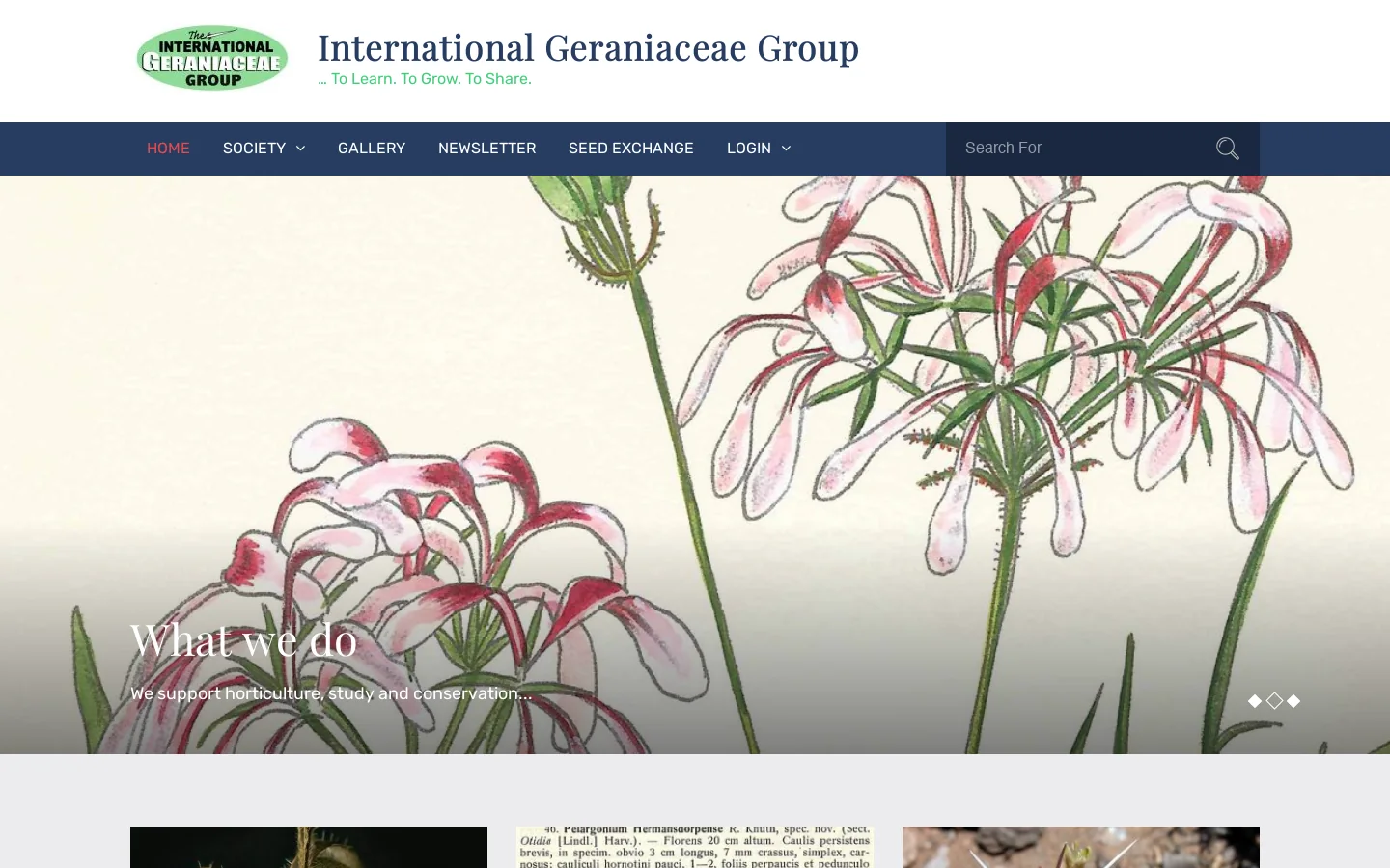International Geraniaceae Group – … To Learn. To Grow. To Share. Homepage screenshot